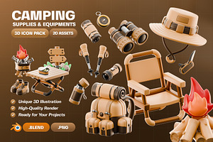 Camping Supplies 3D Icon Pack, an Object 3D Model by Haps Space