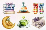 Watercolor Evening Routine Clipart, an Illustration by Dream Creation (Thumbnail 7 of 7)