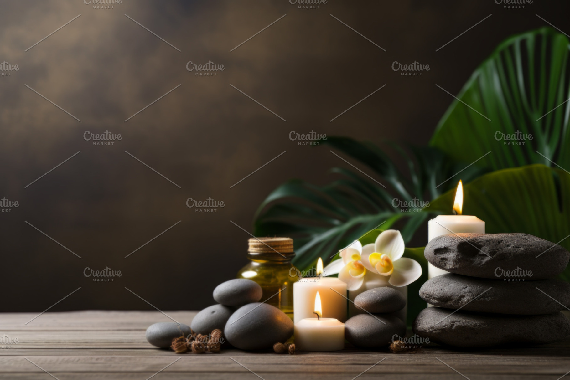 Spa Ambiance with Candle and Orchids, an Abstract Photo by Natalia Klenova's Shop