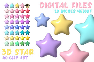 3D stars clip art. Star icon PNG