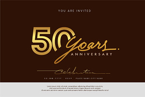 Gold anniversary logo, greeting card, a Graphic by OtpirusGraphic