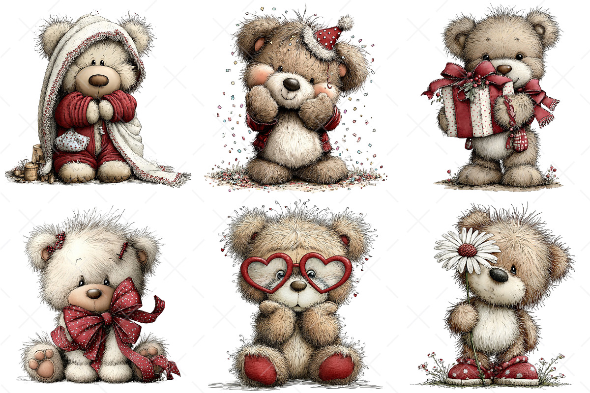 Whimsical Teddy Bear Clipart Bear, an Illustration by Craft Nest (Photo 7 of 11)