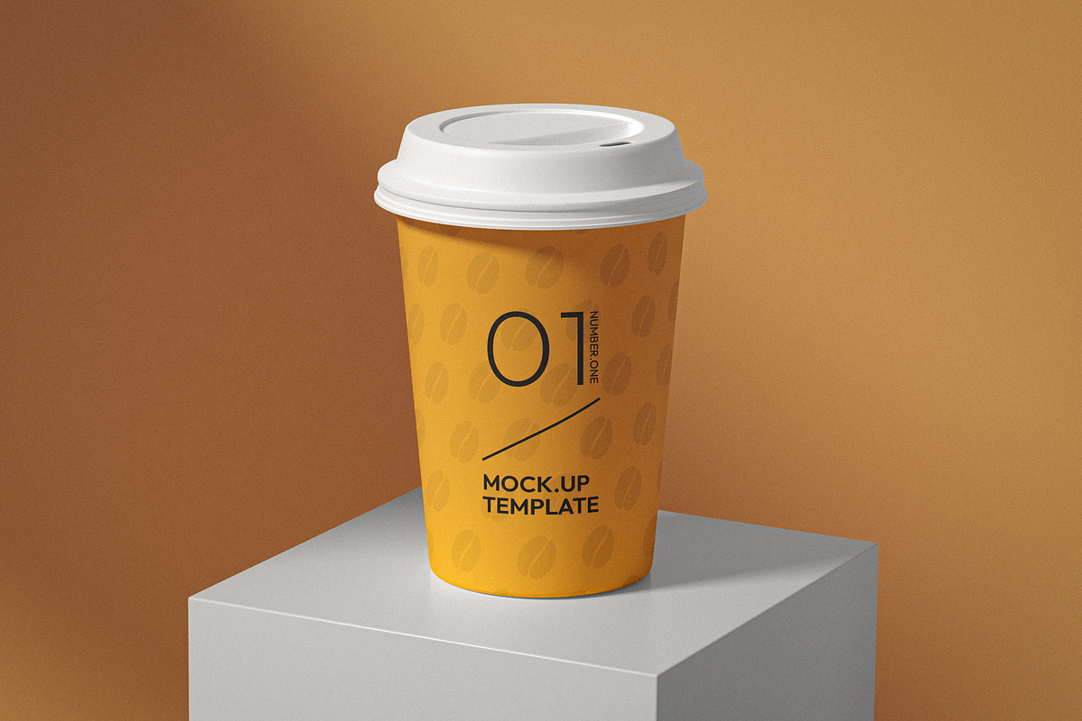 Eco Coffee Cup Mockup On a Platform, a Cups & Container Mockup by Designer Dude