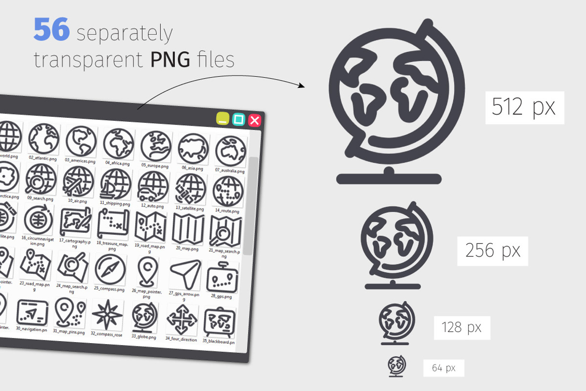 Geography Line Icons Set, an Outline Icon by Voysla's Shop (Photo 3 of 4)