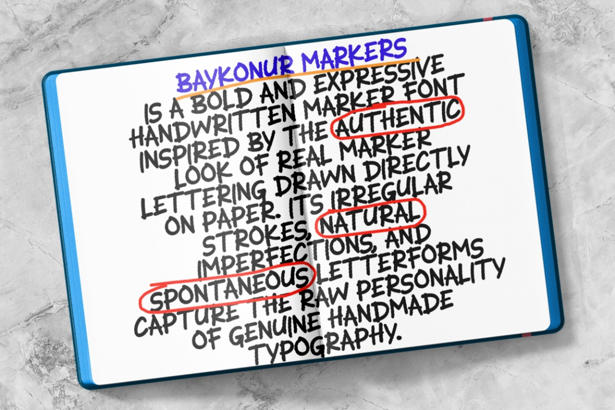 VT Baykonur - Markers Font, a Handwritten Font by ViactionType (Photo 3 of 11)