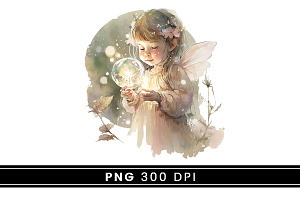 Watercolor Little Fairy Girl