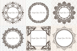 Baroque frames on vintage background