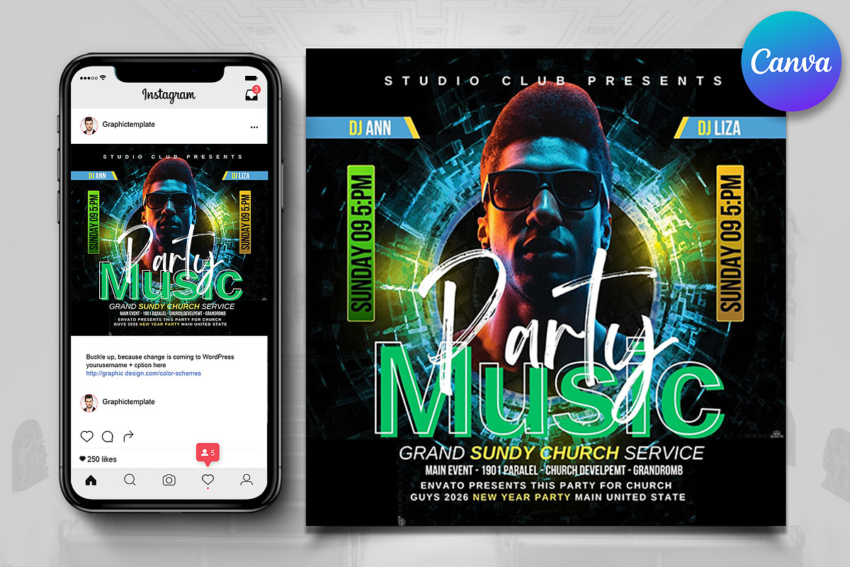 Music DJ Party Night Flyer, a Flyer Template by Psd Templates (Photo 1 of 2)