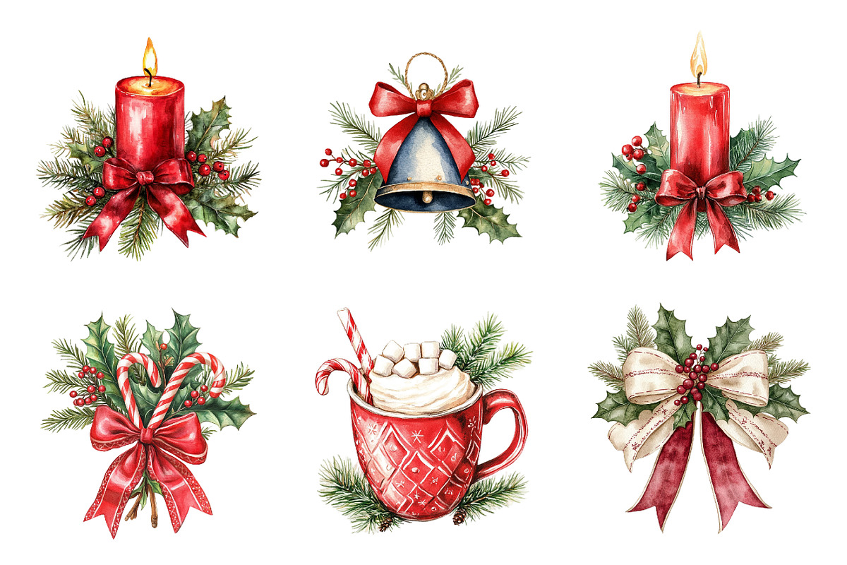 Christmas Holiday Clipart Bundle, a Work Illustration by SinaCreation (Photo 5 of 6)