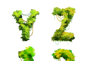 Vines And Bushes Font On White