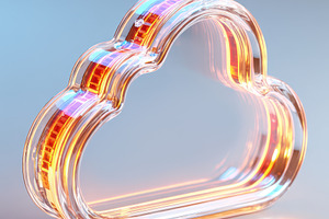 Translucent cloud icon with colorful reflections, an Abstract Photo by AlyaAnd
