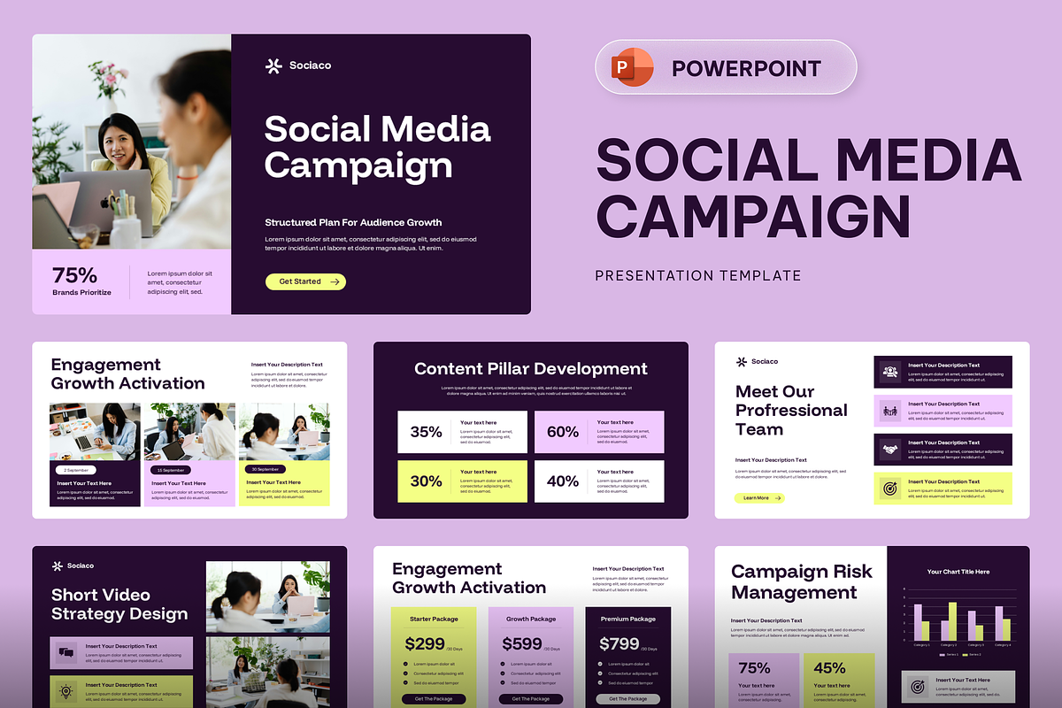 Social Media Campaign Powerpoint, a Presentation Template by Sixtemp (Photo 1 of 3)
