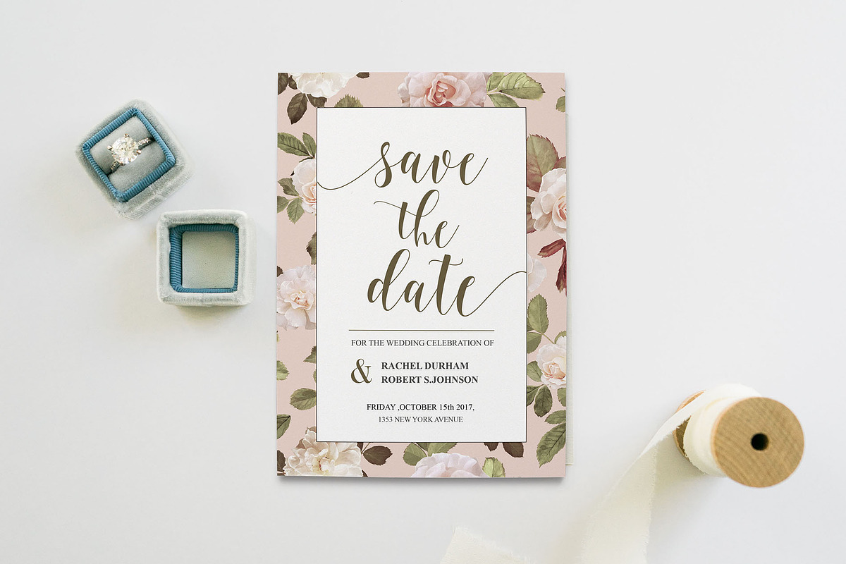Floral save the date card, an Invitation Template by Chic templates (Photo 1 of 3)