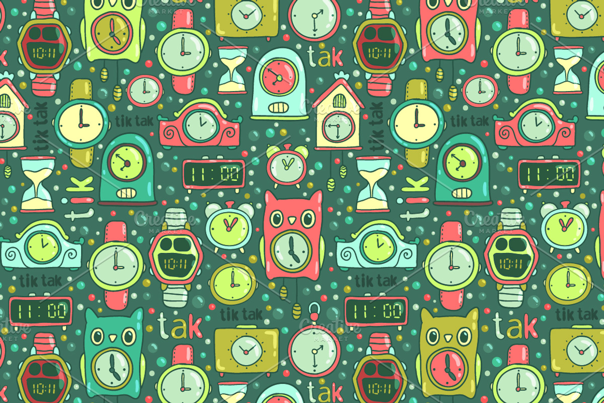 Tik tak. Vector clock illustrations., an Illustration by kostolom3ooo (Photo 3 of 4)