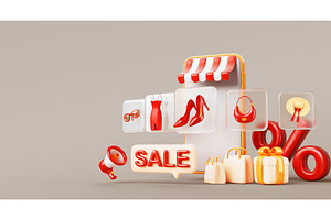 Online fashion shop sale banner, a Technology Illustration by Marozhkastudio