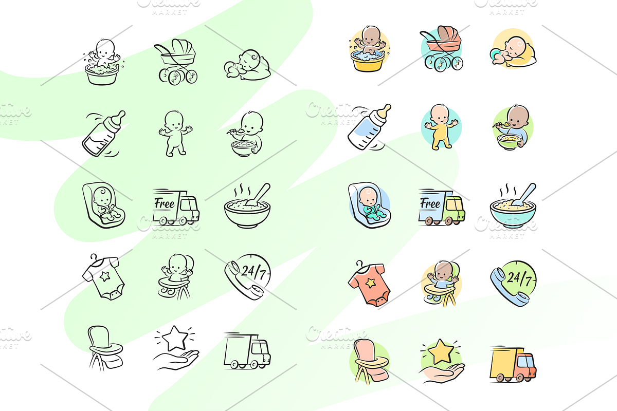Baby Store Icons, an Outline Icon by Kalash (Photo 2 of 7)