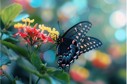 Black swallowtail butterfly drinking, an Animal Photo by Ylivdesign