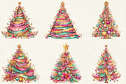 Colorful Christmas Tree Clipart, an Illustration by DreamCafeArt (Thumbnail 2 of 8)