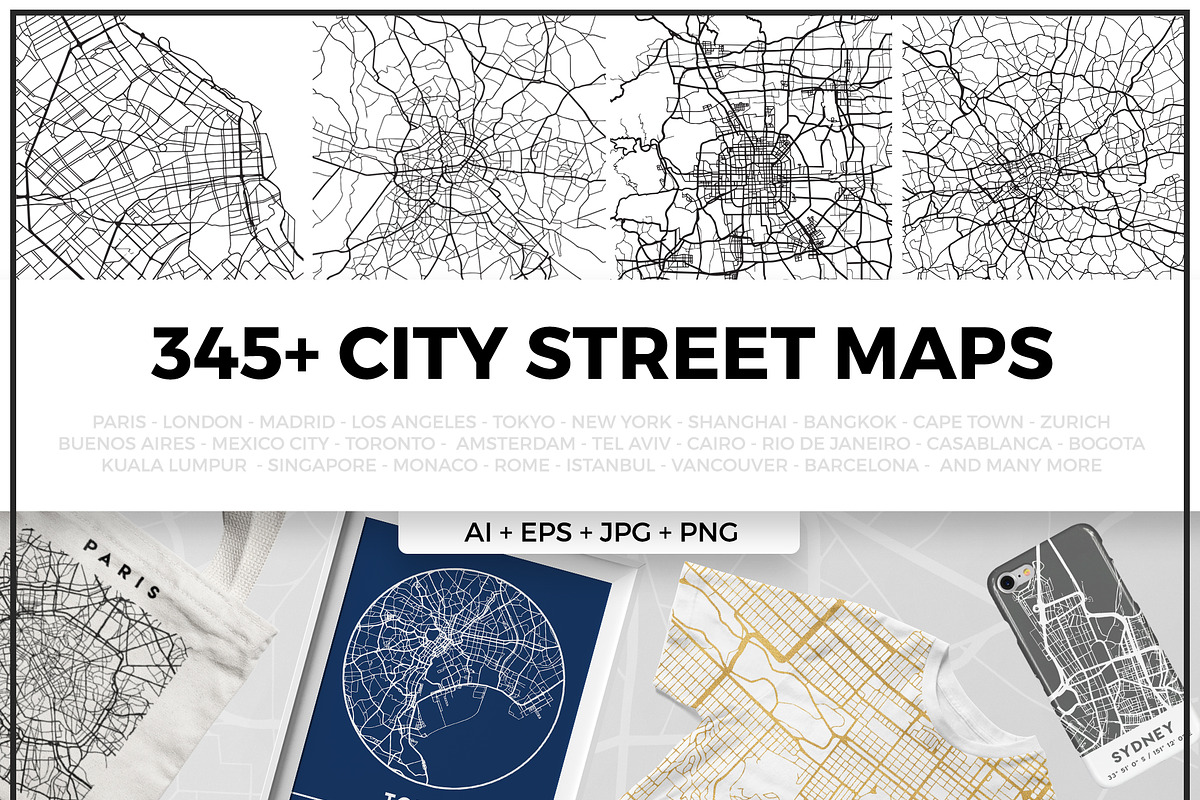 Complete City Street Map Bundle, an Illustration by deificus Art (Photo 1 of 8)