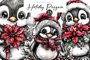 Winter holiday Penguin clipart, an Illustration by CreationArt (Thumbnail 1 of 5)