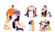 Happy hugging families set, a Person Illustration by PaperTrident (Thumbnail 1 of 6)