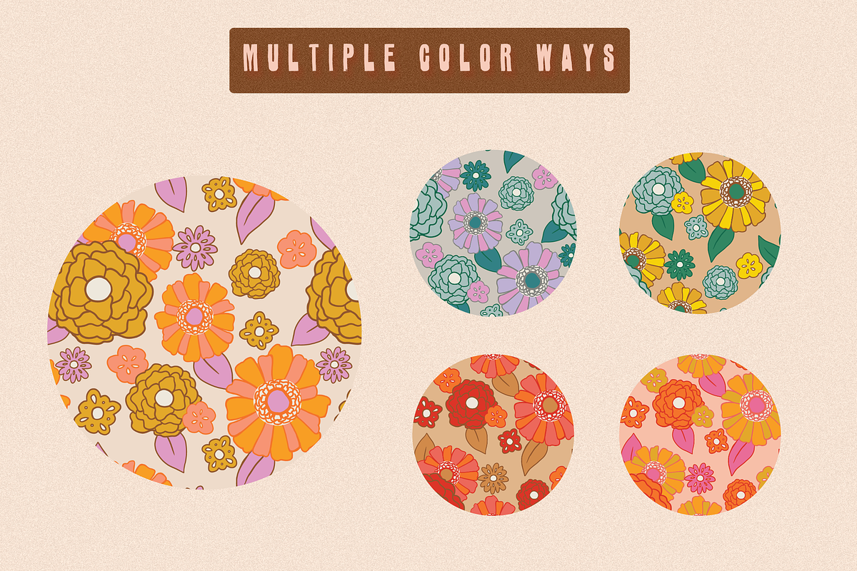70s RETRO FLORAL PATTERN SET, a Pattern Graphic by Lauren Lesley Studio (Photo 9 of 16)