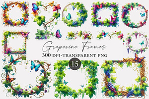 Grapevine Frames Clipart, an Illustration by Designworld
