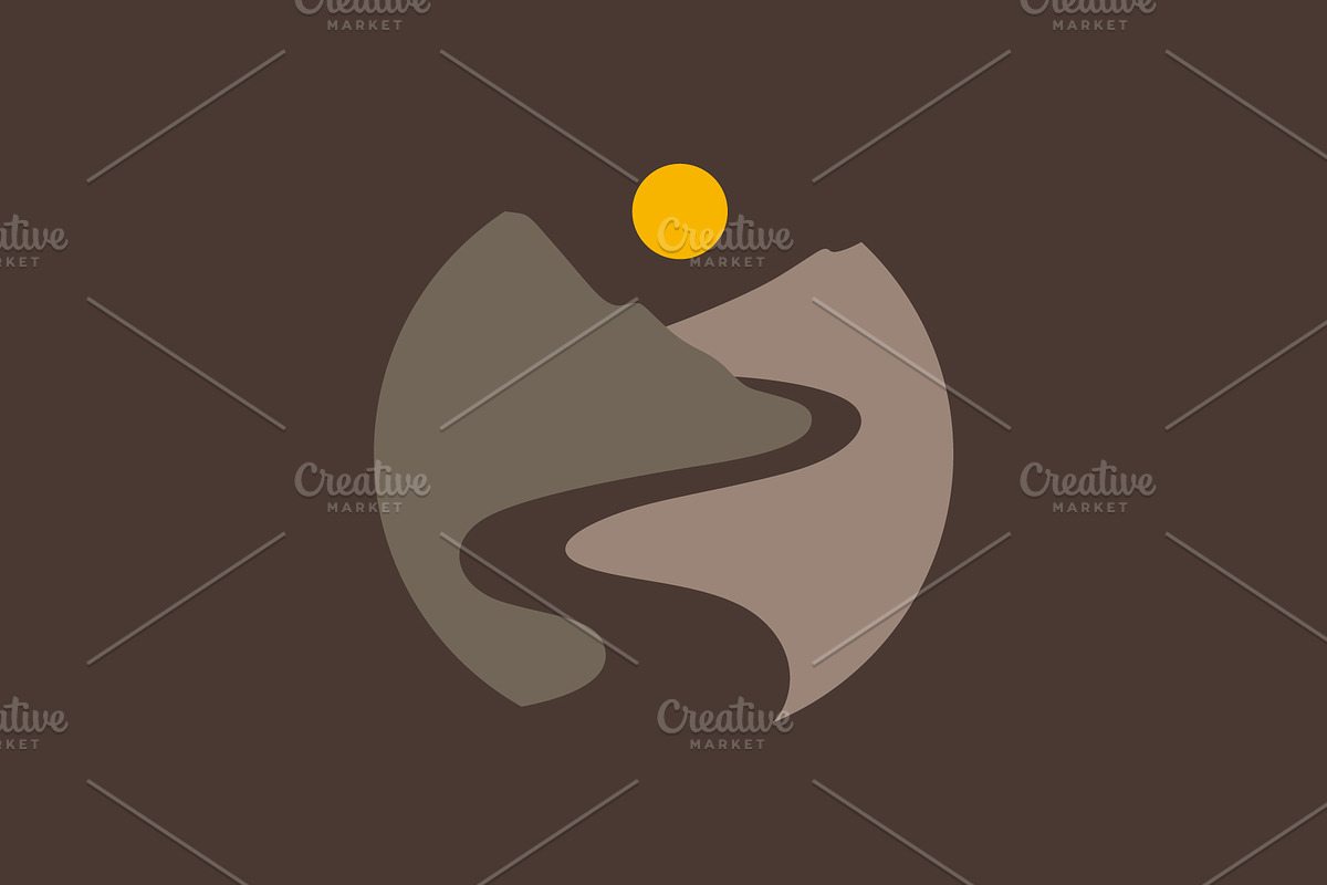road with desert peak sunset logo, a Branding & Logo Template by devastd