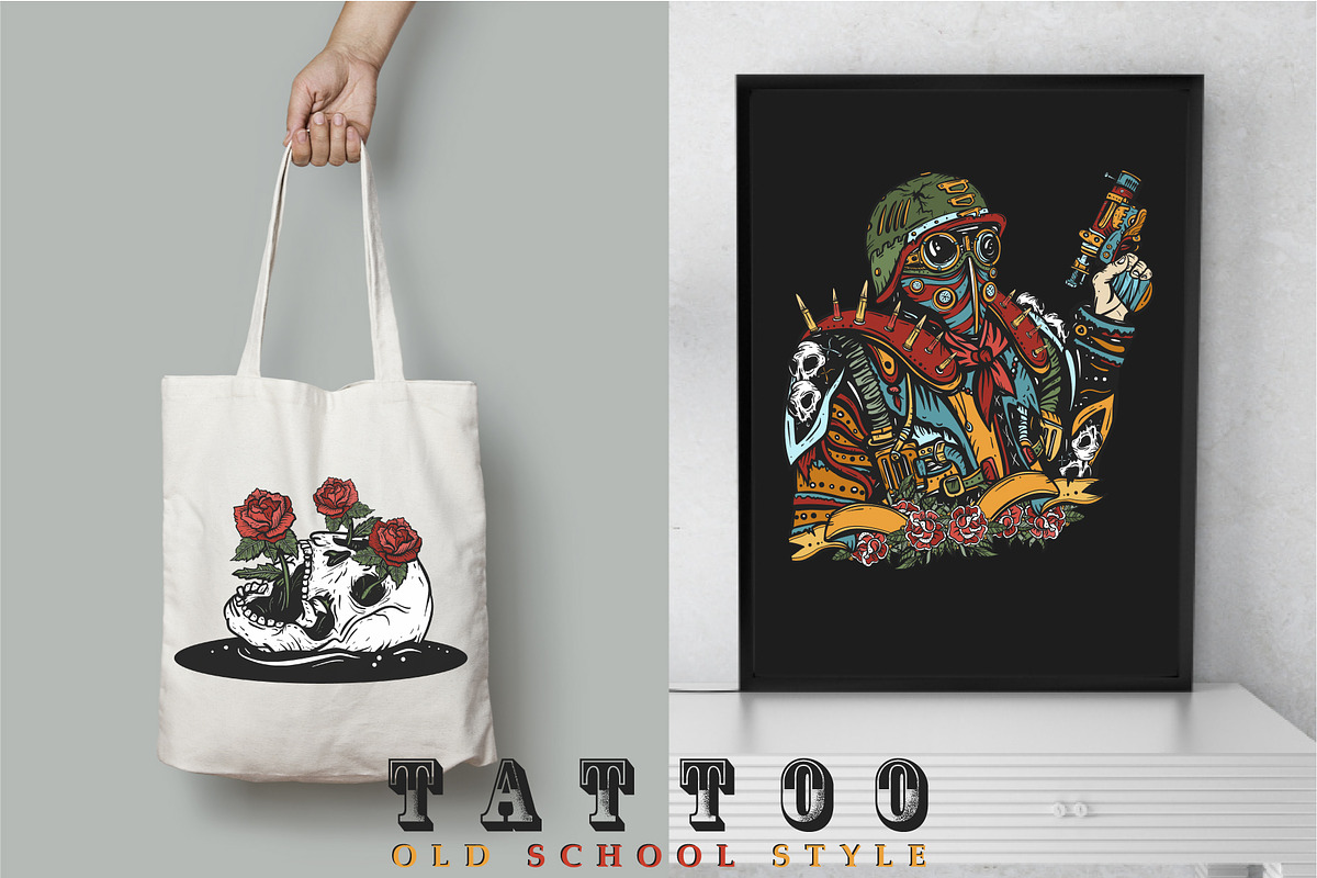 Post apocalyptic old school tattoo, a Background Graphic by intueri (Photo 7 of 7)