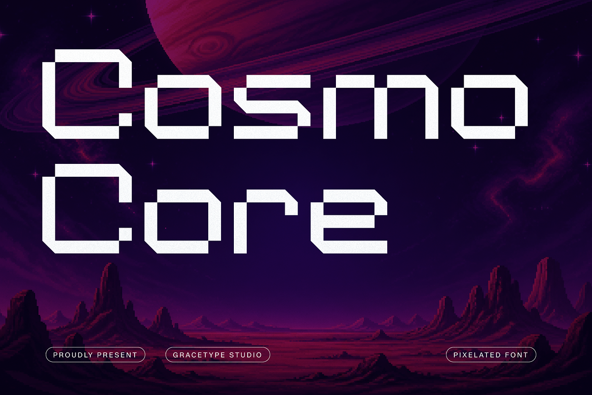 Cosmo Core | Pixelated Font, a Sans Serif Font by gracetype_studio (Photo 1 of 12)