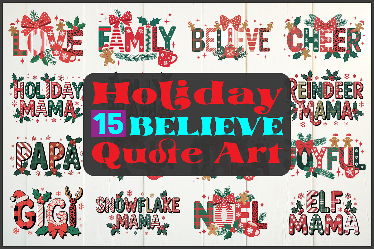 BELIEVE Holiday Quote Art SVG, an Object Graphic by yasushie (Photo 1 of 16)
