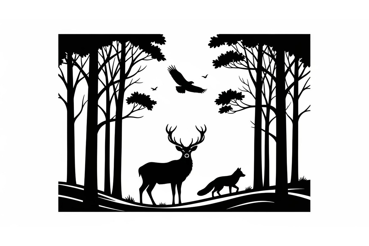 Wildlife Forest Silhouette Vector Bu, an Illustration by Designs_River (Photo 43 of 51)