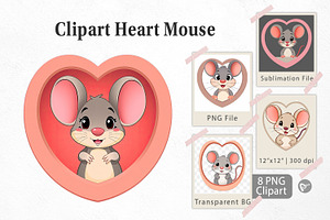Clipart Heart Mouse, a Graphic by Artnoy