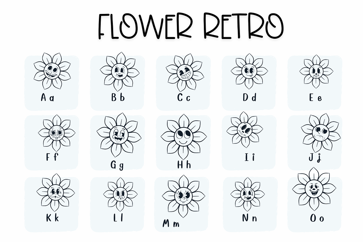 Flower Retro | Symbols Fonts, a Symbol Font by Sirinart (Photo 2 of 6)