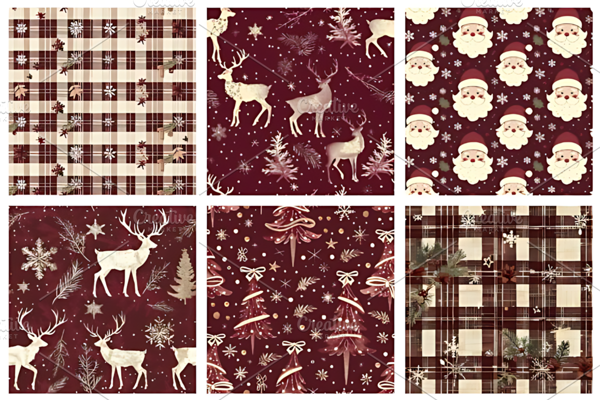Burgundy Ivory Christmas Patterns, a Pattern Graphic by Design Station (Photo 5 of 5)