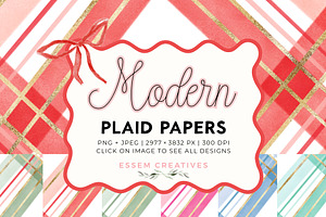 Modern Tartan Plaid Digital Papers