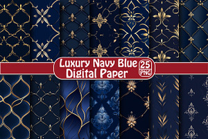 Luxury Navy Blue Pattern, an Illustration by DreamPrint404