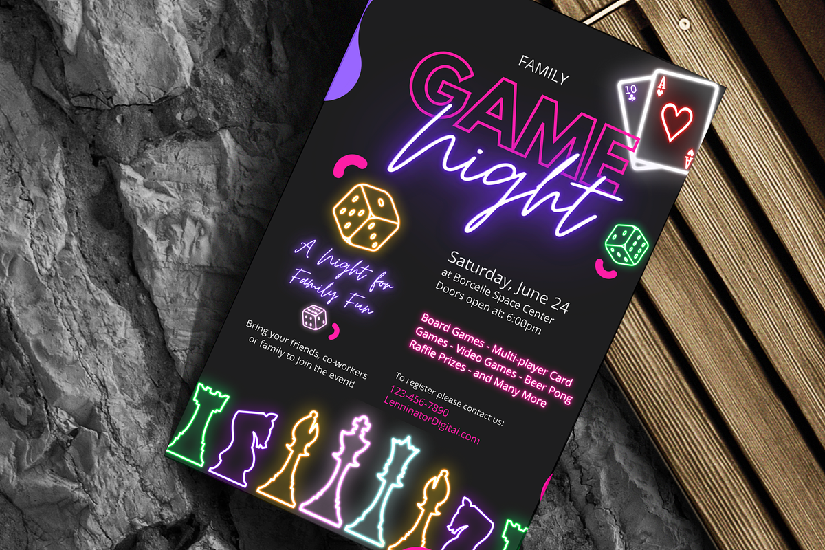 Neon Board Game PNG Clipart, a Decorative Illustration by Lenninator Digital (Photo 6 of 6)