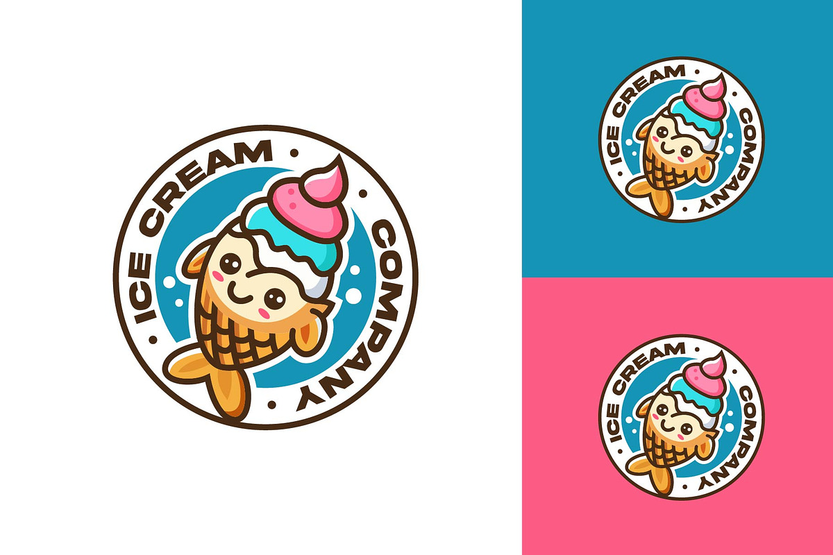 Taiyaki Fish With Ice Cream Logo, a Branding & Logo Template by funpixel (Photo 2 of 2)