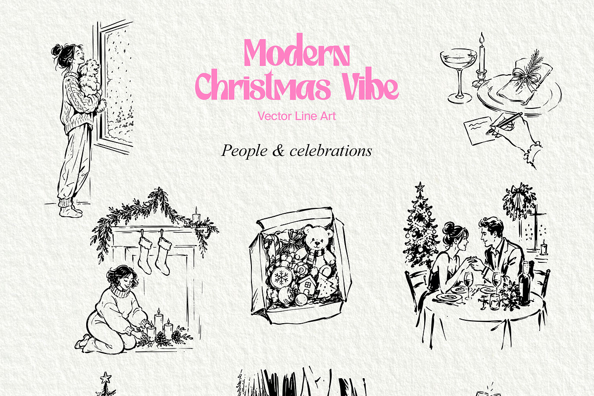 Christmas Vibe: Vector Line Art, a Seasonal Illustration by divanovskaya_nv (Photo 13 of 15)