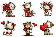 Whimsical Valentine's Cat Clipart, an Illustration by Dream Creation (Thumbnail 3 of 7)