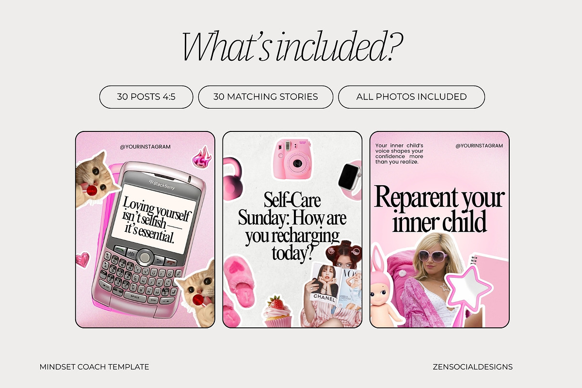 Pink Mindset Coach Instagram Template preview 4