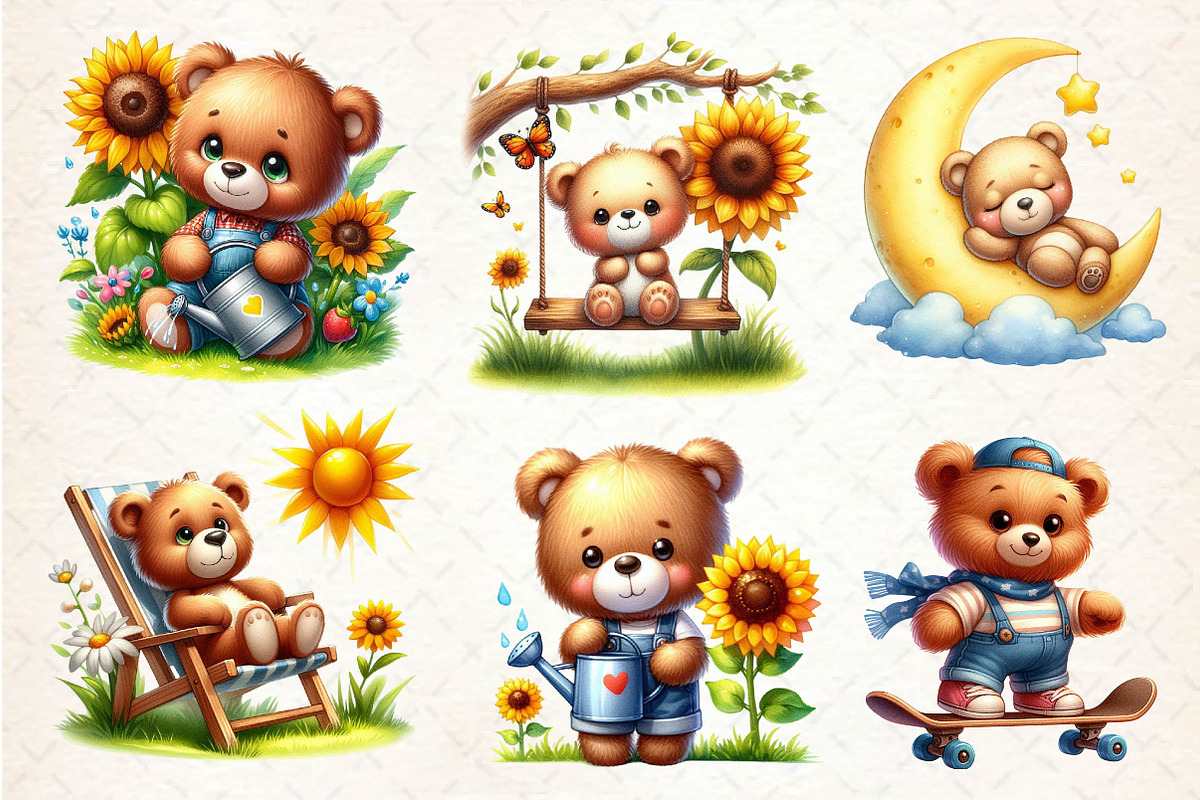 Cute Teddy Bear Clipart, an Illustration by Dream Creation (Photo 2 of 5)