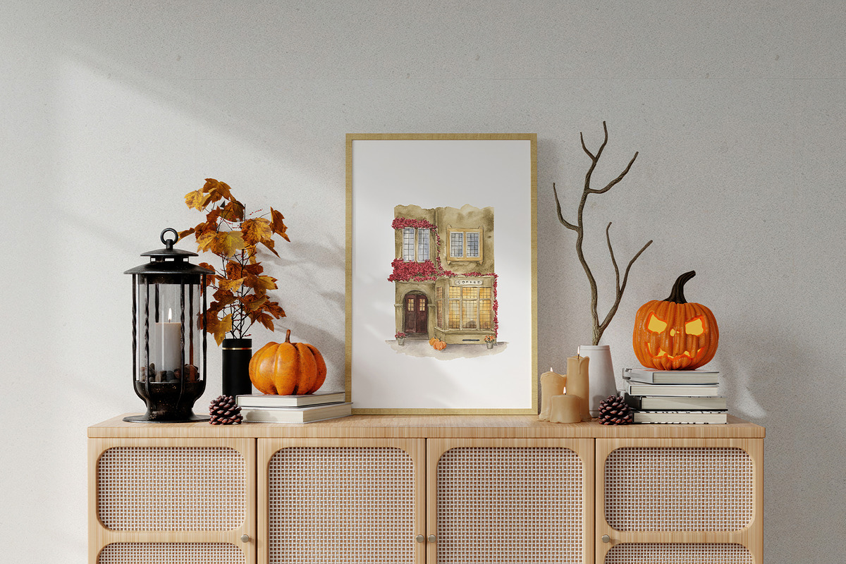 Autumn Cafe watercolor, a Seasonal Illustration by LiChu Art (Photo 4 of 9)