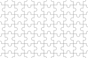 Jigsaw Puzzle Blank Template, Seamless Puzzle Pattern. Mosaic Background, 3d Illustration