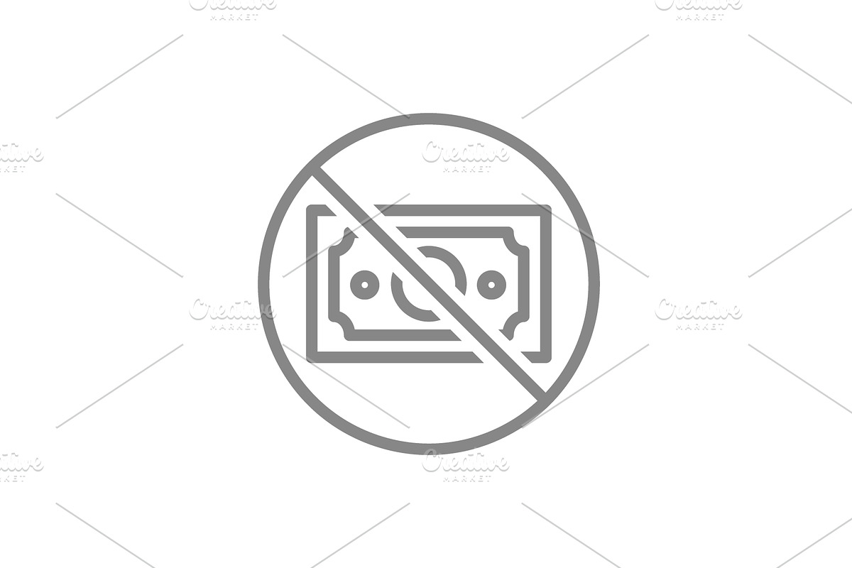 Forbidden sign with money bill line, an Object Illustration by GraphiShop
