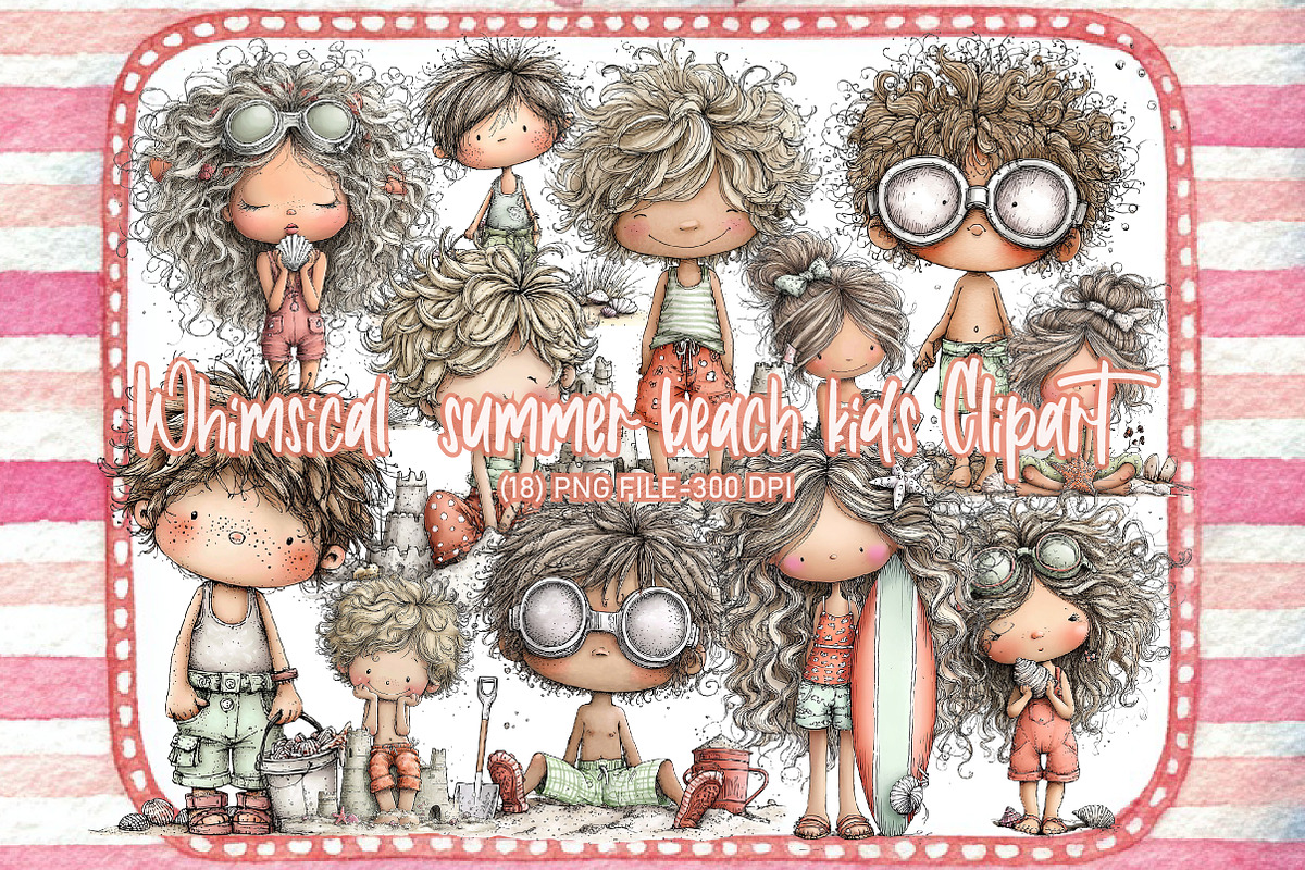 Whimsical summer beach kids Clipart, an Illustration by Designworld (Photo 1 of 4)