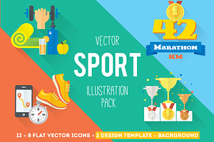 12+8 Sport icons + 2 design template