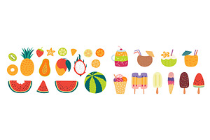 Tropical fruit, cocktail, ice cream, a Food Illustration by sceptical cactus
