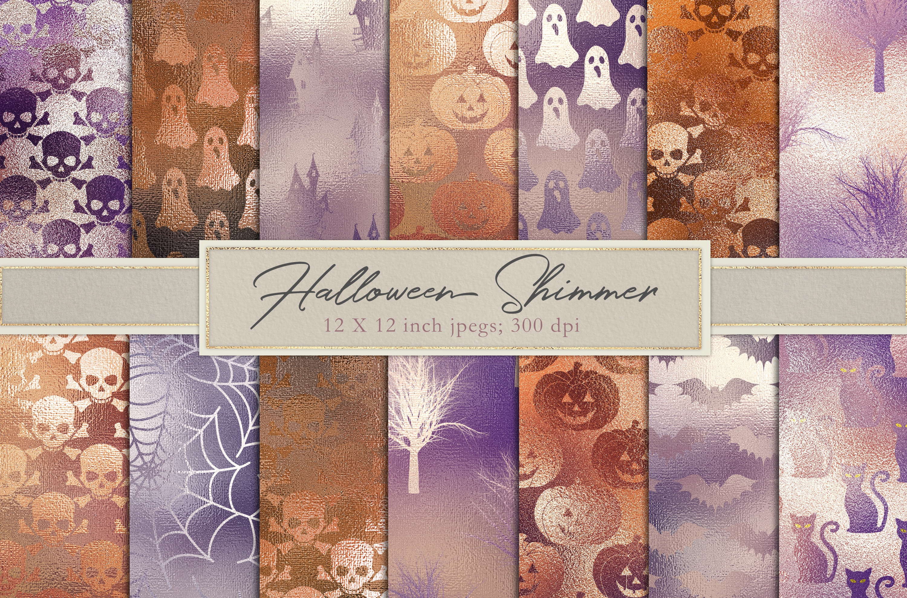 Glam Halloween digital papers, a Pattern Graphic by Paper Farms
